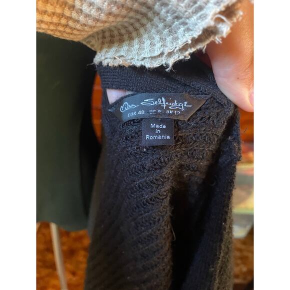 Miss Selfridge Black Knit Cross Back Sweater Cardigan sz 8 - Picture 6 of 7